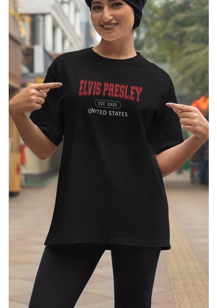 Unisex Elvis Presley Sırt Baskılı Oversize Tshirt fiyatları