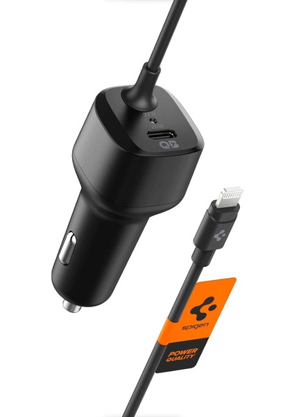 Powerarc Arcstation 45W Hızlı Araç Şarj Cihazı Mfı Kablo + Usb-C Port (Lightning Kablosu ile 27W / Çift Kullanımda 20W + 20W) Black PC2100 - ACP04205