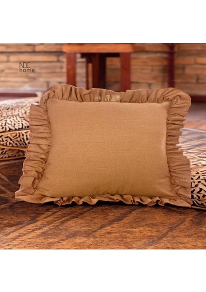 Premium Keten Tarçın Fırfırlı Kırlent Kırlent Kılıfı (43 x 43 ) fiyatları