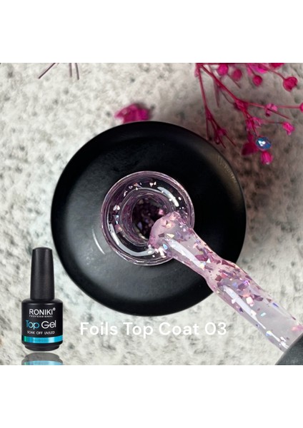 Foils Top Coat Folyo Desenli Top Rose Gold 03 15 ML