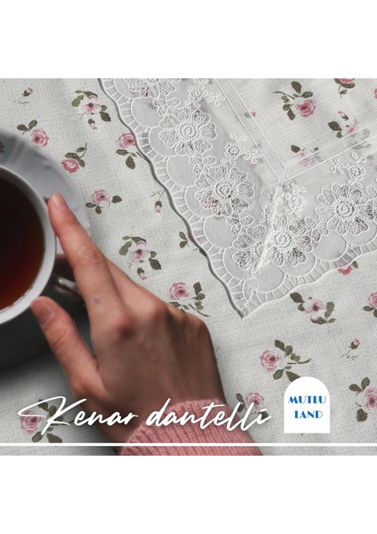 Carmen Pvc Masa Örtüsü Kenar Dantel Krem - Pembe modelleri