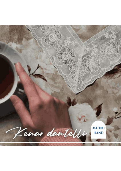 Teodora Pvc Masa Örtüsü Kenar Dantel Krem - Kahverengi fırsatları