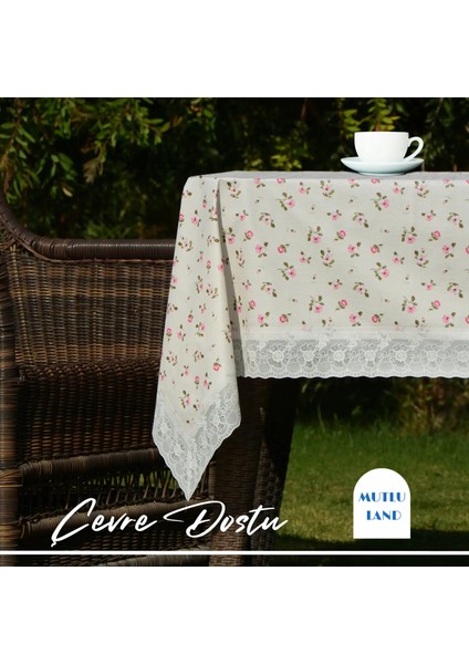 Carmen Pvc Masa Örtüsü Kenar Dantel Krem - Kırmızı fiyatları