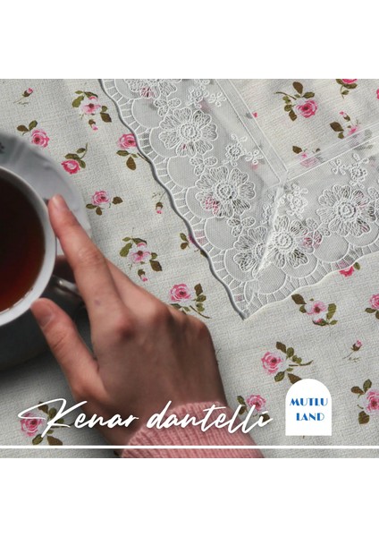 Carmen Pvc Masa Örtüsü Kenar Dantel Krem - Kırmızı modelleri