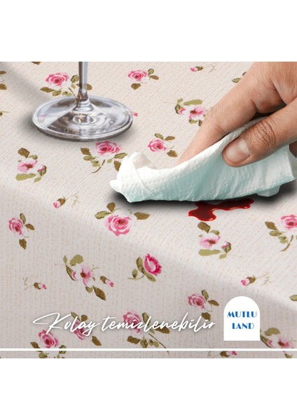 Carmen Pvc Masa Örtüsü Kenar Dantel Krem - Kırmızı fırsatları
