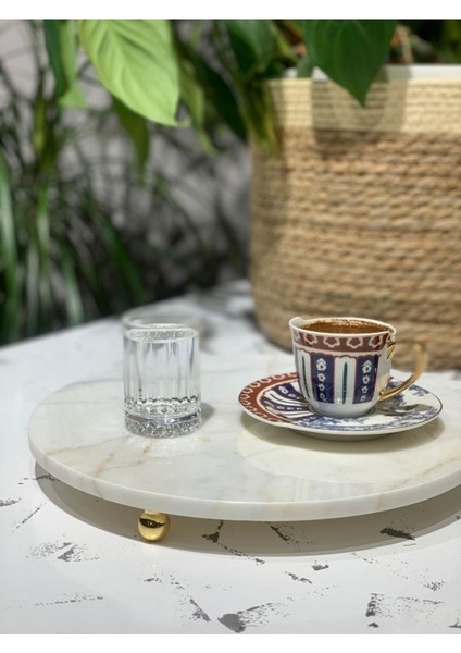 Mermer Baharat Altlığı Mermer Sunumluk Stant Yuvarlak 28 cm
