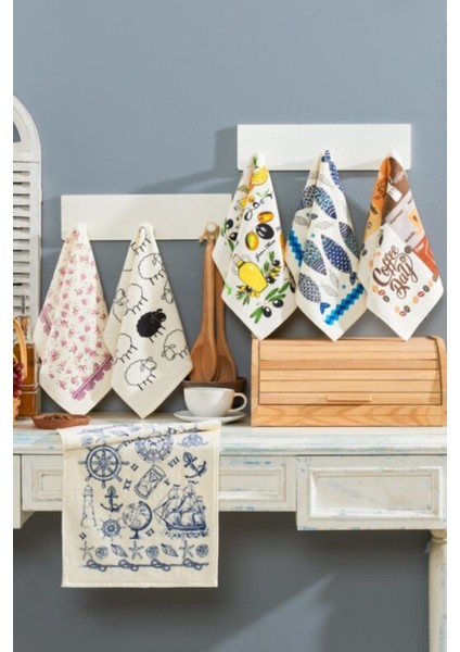 6'lı Sweety Ocean Pamuklu Desenli Yumuşak Mutfak Havlusu Kurulama Bezi 30 x 50 cm fiyatları