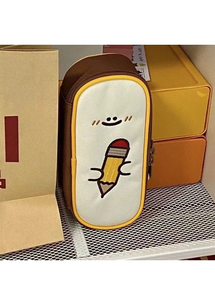 Kalem Ucu Kalem Çantası Ins Büyük Kapasiteli Bölme Işlemeli Kırtasiye Kutusu Kız Kalp (Yurt Dışından)