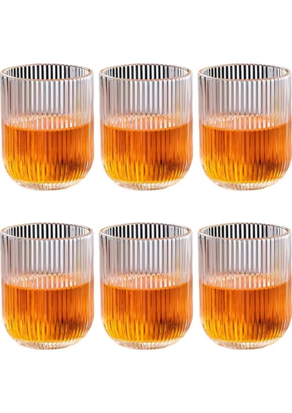 Çizgili Su,meşrubat,latte,nescafe, Smoothie Cam Bardak 6 Adet 260 ML-2013
