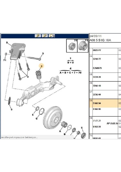 Arka Salıncak Takozu C3 (516694-R59419) fiyatları