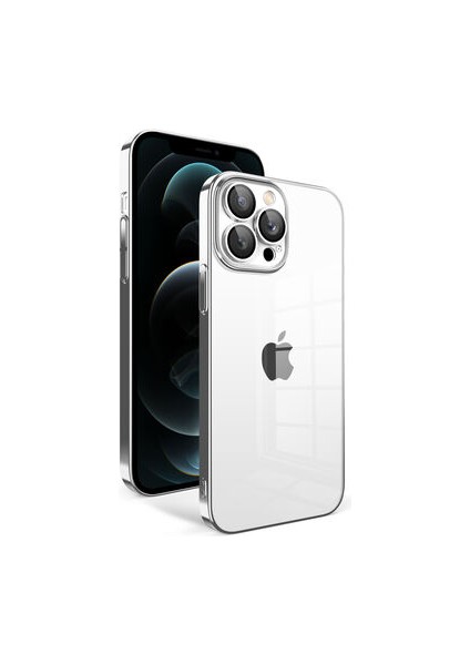 iPhone 12 Pro Max Kılıf Kamera Korumalı ve Renkli Çerçeveli Garaj Kapak