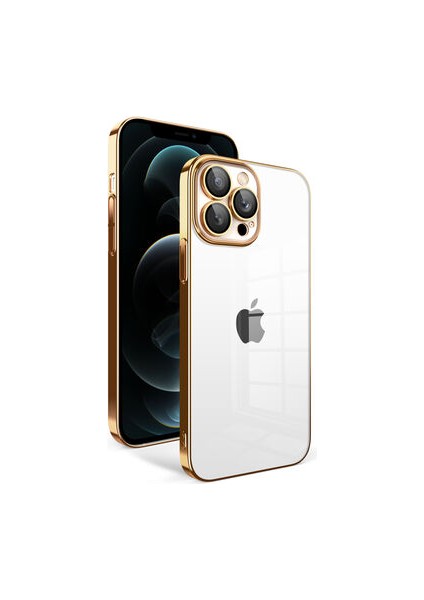 iPhone 12 Pro Max Kılıf Kamera Korumalı ve Renkli Çerçeveli Garaj Kapak