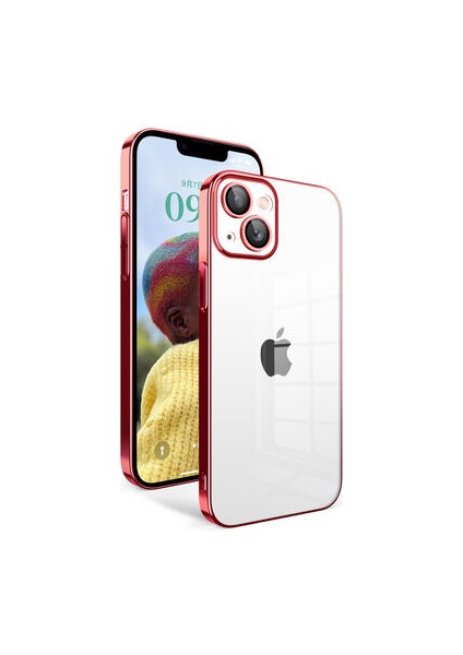 iPhone 14 Kılıf Kamera Korumalı ve Renkli Çerçeveli Garaj Kapak