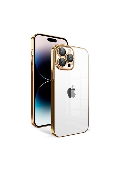 iPhone 14 Pro Kılıf Kamera Korumalı ve Renkli Çerçeveli Garaj Kapak