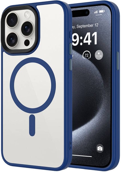 iPhone 15 Pro Kılıf Şık Tasarımlı Wireless Şarj Özellikli Flet Magsafe Kapak
