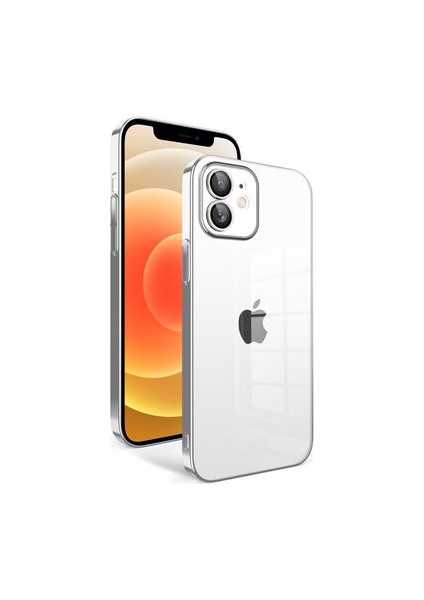 iPhone 12 Kılıf Kamera Korumalı ve Renkli Çerçeveli Garaj Kapak