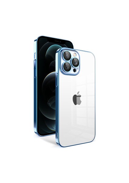 iPhone 12 Pro Max Kılıf Kamera Korumalı ve Renkli Çerçeveli Garaj Kapak
