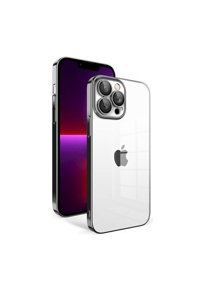 iPhone 13 Pro Kılıf Kamera Korumalı ve Renkli Çerçeveli Garaj Kapak