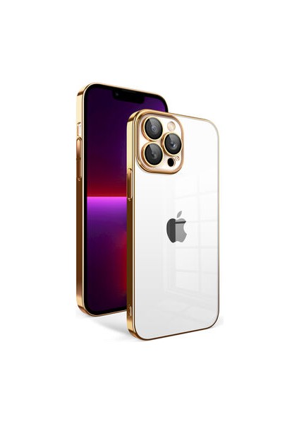 iPhone 13 Pro Kılıf Kamera Korumalı ve Renkli Çerçeveli Garaj Kapak