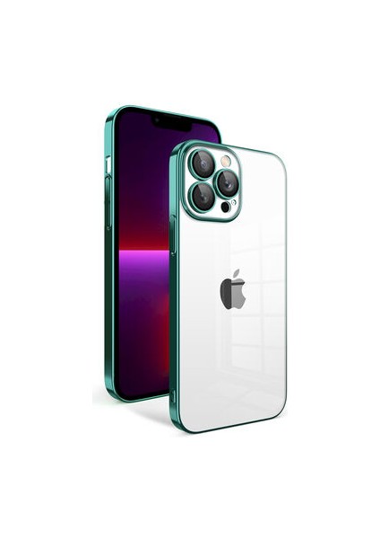 iPhone 13 Pro Kılıf Kamera Korumalı ve Renkli Çerçeveli Garaj Kapak