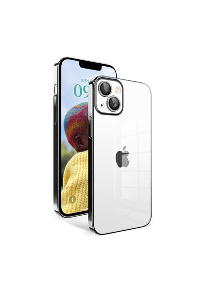 iPhone 14 Kılıf Kamera Korumalı ve Renkli Çerçeveli Garaj Kapak
