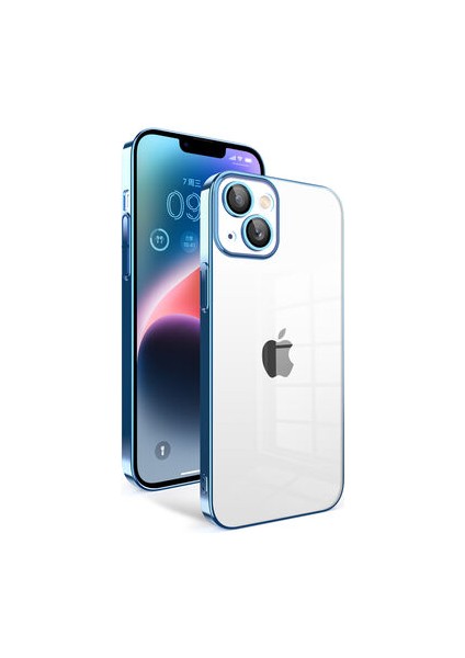 iPhone 14 Plus Kılıf Kamera Korumalı ve Renkli Çerçeveli Garaj Kapak