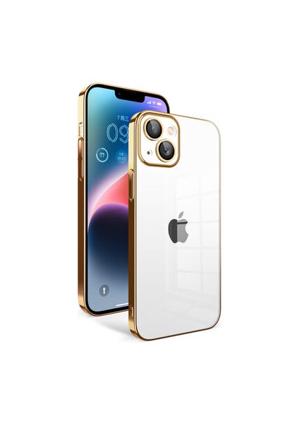 iPhone 14 Plus Kılıf Kamera Korumalı ve Renkli Çerçeveli Garaj Kapak