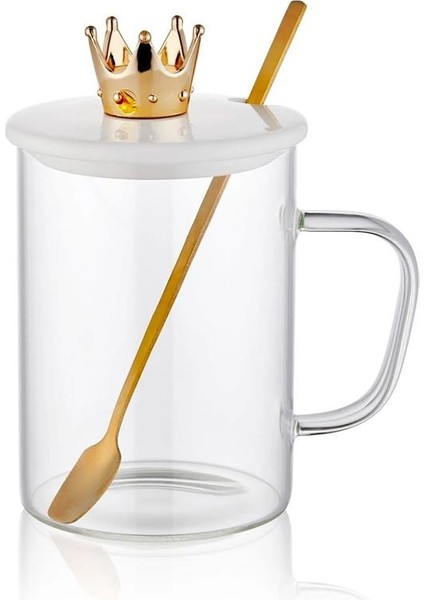 Taç Kapaklı Cam Kupa 480 ml