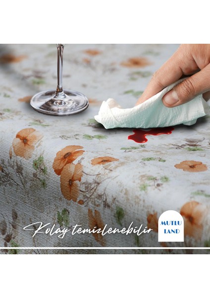 Dolores Pvc Masa Örtüsü Kenar Dantel Beyaz - Turuncu fırsatları