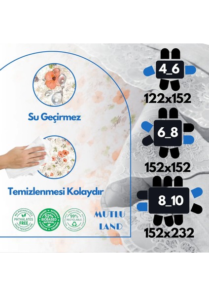 Dolores Pvc Masa Örtüsü Kenar Dantel Beyaz - Turuncu indirimleri