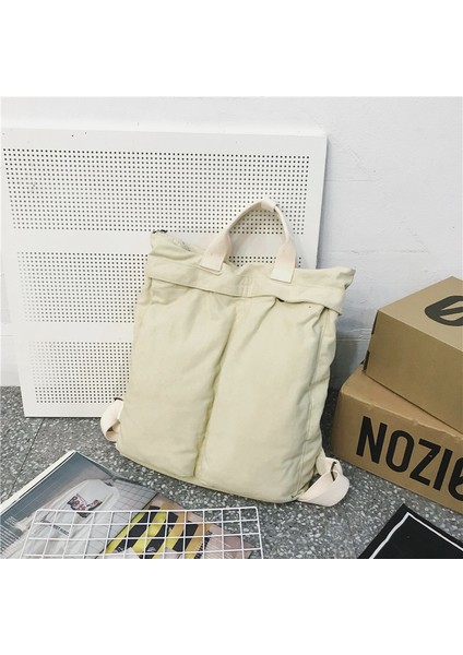 Vintage Tarzı Sırt Çantası Saf Pamuk Yıkanmış Kanvas Çanta Tembel Tarzı Büyük Kapasiteli Seyahat Sırt Çantası (Yurt Dışından)