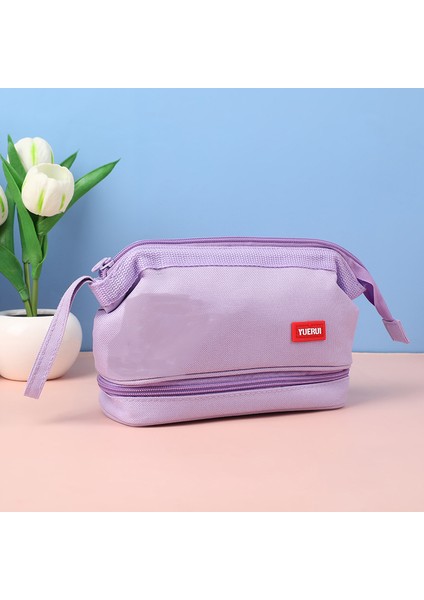 Orta ve Lise Öğrencileri Için Büyük Kapasiteli Çift Katmanlı Tekne Şeklinde Taşınabilir Kalem Çantası Oxford Fermuarlı Kalem Çantası (Yurt Dışından)