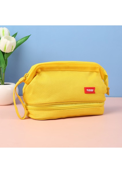 Orta ve Lise Öğrencileri Için Büyük Kapasiteli Çift Katmanlı Tekne Şeklinde Taşınabilir Kalem Çantası Oxford Fermuarlı Kalem Çantası (Yurt Dışından)