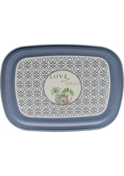 EE171-6I Forrest Grey Love Desenli Oval Tepsi 24X31 cm