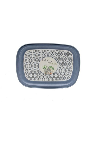 EE171-6I Forrest Grey Love Desenli Oval Tepsi 24X31 cm