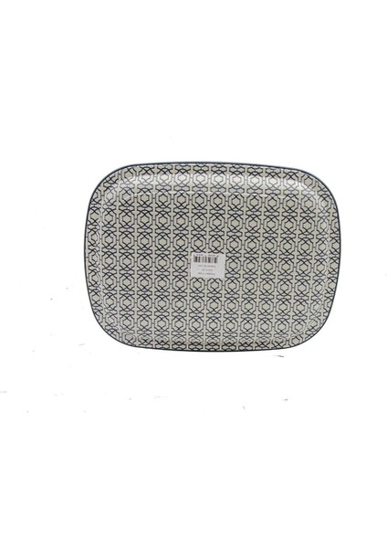 EE171-6I Forrest Grey Love Desenli Oval Tepsi 24X31 cm
