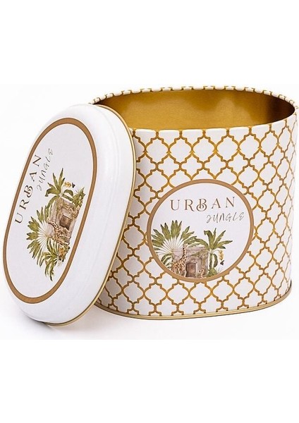 ER004-7I Forrest Yellow Urban Desenli Oval Metal Saklama Kabı 11X15 cm modelleri