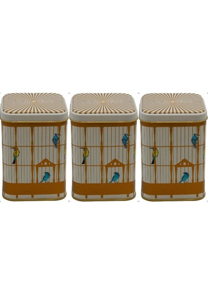 ERB25T7 Kare Metal Saklama Kabı 87X87X125, 3 Lü Set, Bird Cage