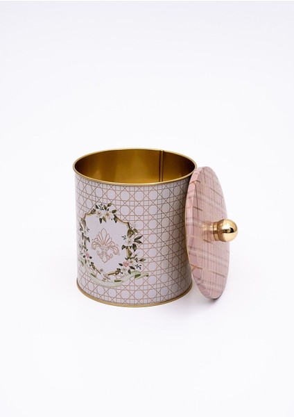 ER143-U7 Rosy Desenli Yuvarlak Metal Saklama Kabı 14 cm modelleri