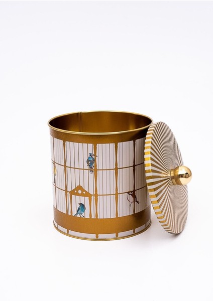 ER143-T7 Bird Cage Desenli Yuvarlak Metal Saklama Kabı 14 cm modelleri