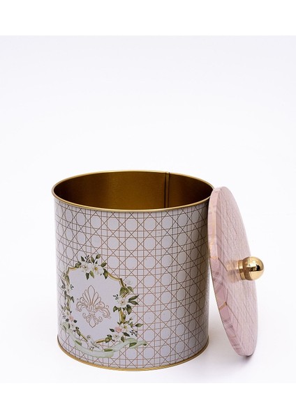 ER147-U7 Rosy Desenli Yuvarlak Metal Saklama Kabı 17.5 cm modelleri