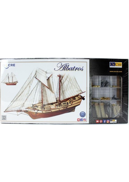 12500 1/100 Ölçek, Albatros Yelkenli Tekne Ahşap Model Kiti