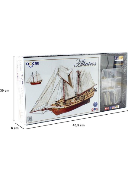 12500 1/100 Ölçek, Albatros Yelkenli Tekne Ahşap Model Kiti