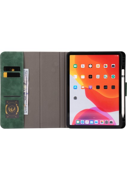 iPad Air (2020) / (2022) / iPad Pro 11 (2018) / (2020) / (2021) / (2022) Deri Kılıf Kalem Yuvası Cüzdan Deri Kapak (Yurt Dışından)