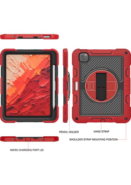 iPad Pro 11 (2024) Kickstand Silikon + El / Askılı Pc Tablet Kılıfı (Yurt Dışından) fırsatları