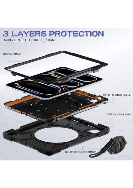 iPad Pro 11 (2024) Kickstand Pc+Askılı Silikon Tablet Kılıfı (Yurt Dışından) fiyatları