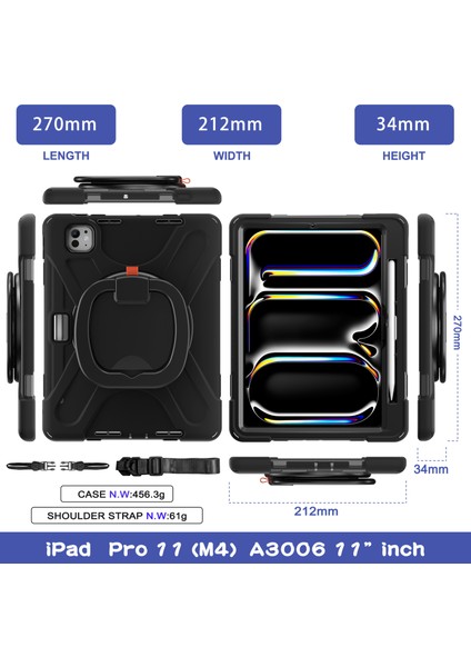 iPad Pro 11 (2024) Kickstand Pc+Askılı Silikon Tablet Kılıfı (Yurt Dışından) indirimleri