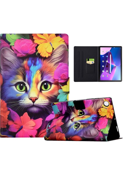 Lenovo Tab M10 Plus (3rd Gen) Kart Tutuculu Pu Deri Tablet Kılıfı (Yurt Dışından)