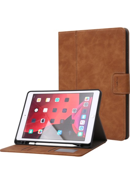 iPad 10.2 (2021) / (2019) / (2020) / Air 10.5 Inç (2019) Cüzdan Buzağı Dokulu Tablet Kapağı (Yurt Dışından)