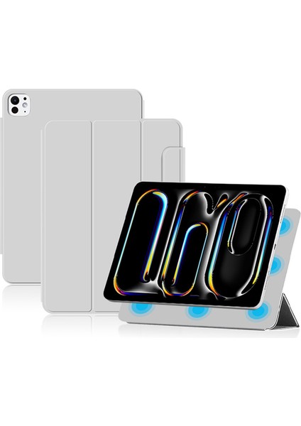 iPad Pro 13 (2024) (M4) Manyetik Pu Deri Üç Katlı Stand Tablet Kapağı (Yurt Dışından)